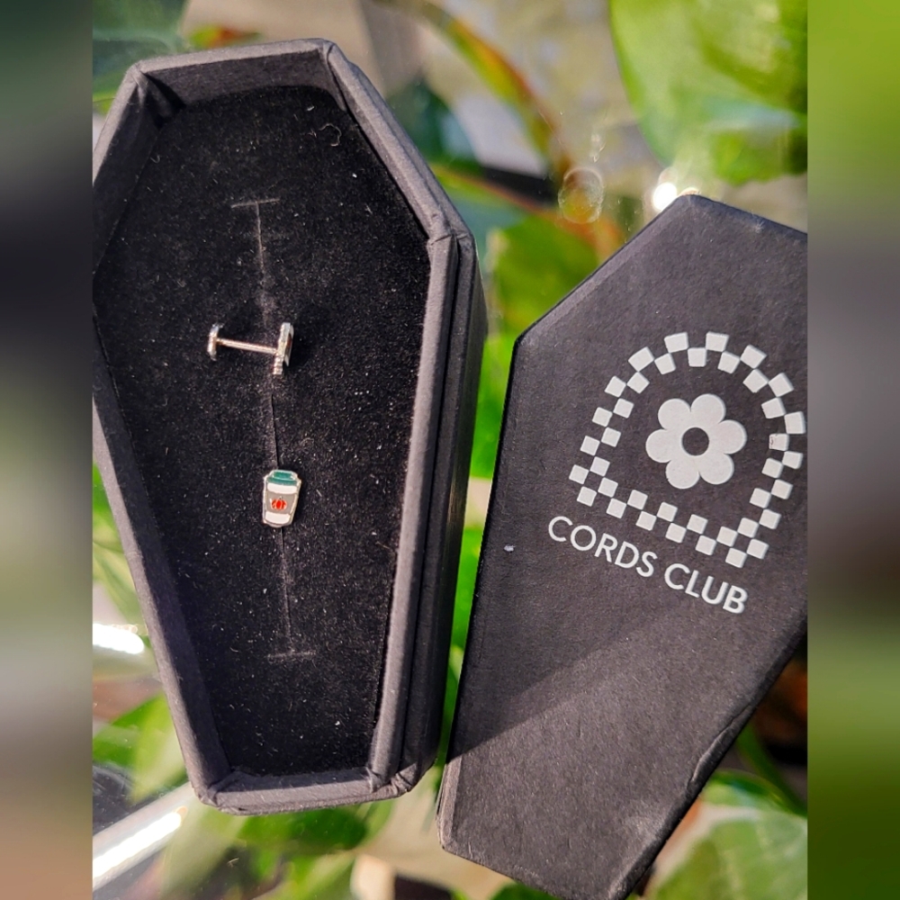Cords Club flatback studs - pumpkin spice latte - silver